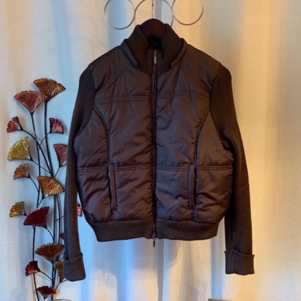 Seventy Seven Brown Puffy Jacket w/Knit Sleeves